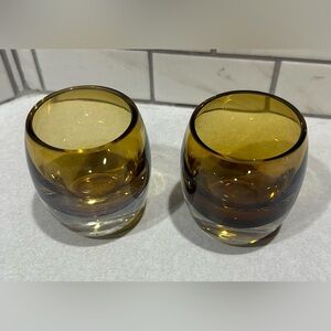 Mikasa Home Accents Solaris Amber Votive Candle Holder Heavy Base Set Of 2